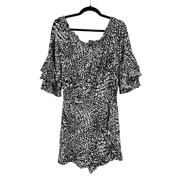Lilly Pulitzer Calla black and white off-the-shoulder romper - Picture 3 of 3